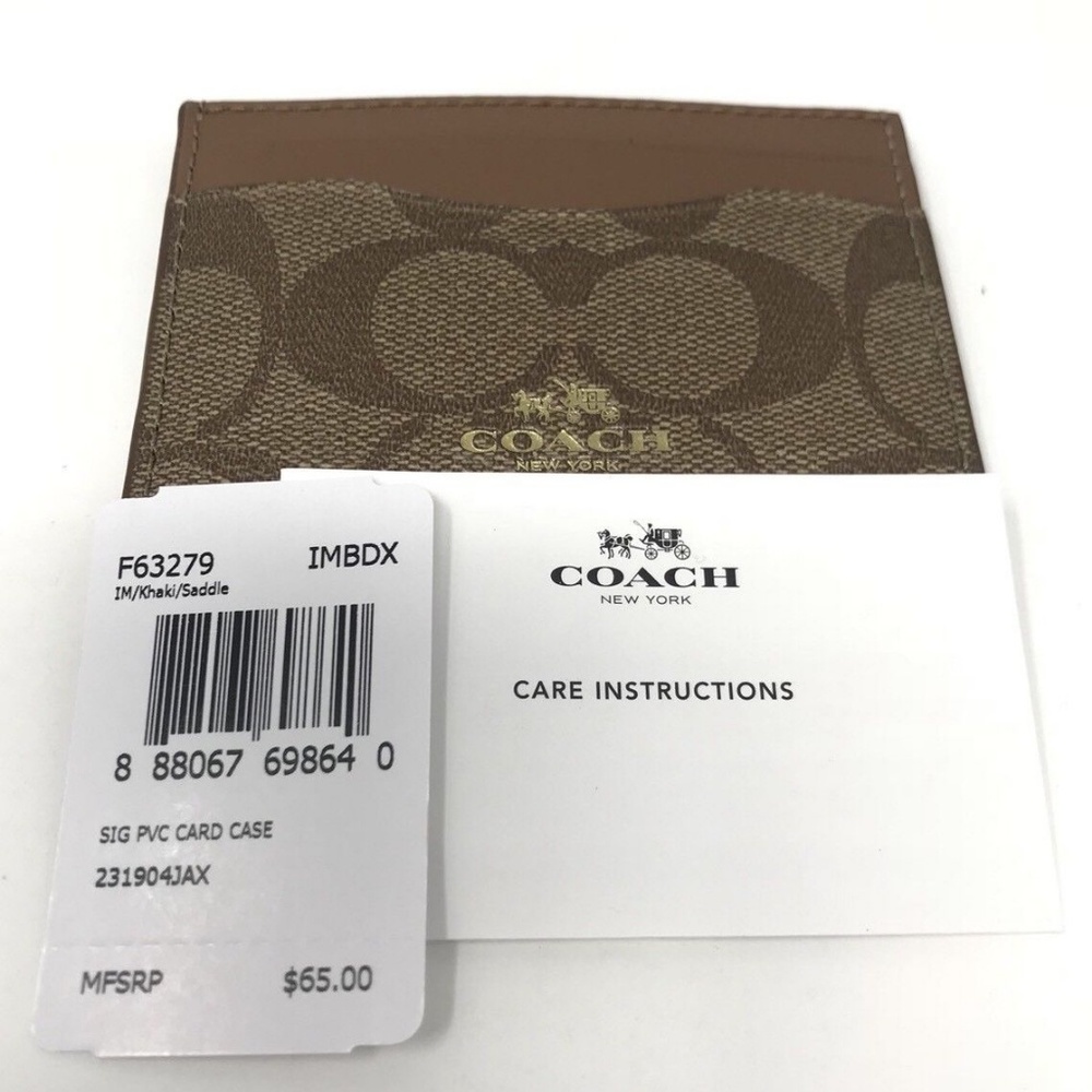 Coach Credit Card Case Holder Signature PVC Khaki - Picture 4 of 4